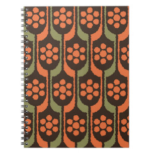 Caderno Espiral Padrão de repetição de flor sem costura dourado la