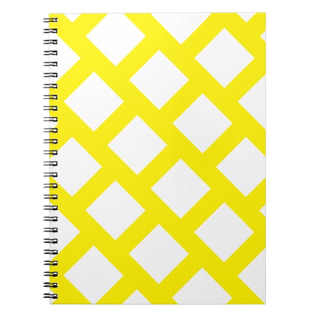 Caderno Espiral Padrão de Rhombus Simples, Amarelo Brilhante e Bra (Frente)