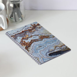 Caderno Espiral Padrão de Rocha de Ágata de Renda