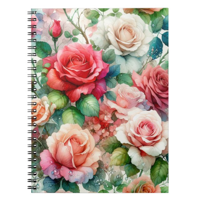 Caderno Espiral Padrão de Rosa Caprichosa (Frente)