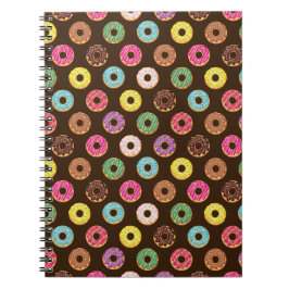 Caderno Espiral Padrão De Rosquinha Colorida No Chocolate