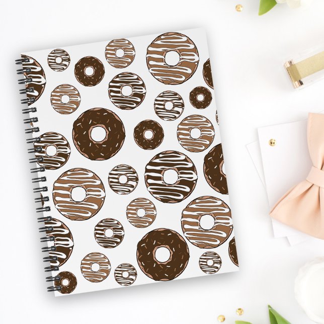 Caderno Espiral Padrão de rosquinha, Rosquinhas de chocolate, Rosq (Criador carregado)