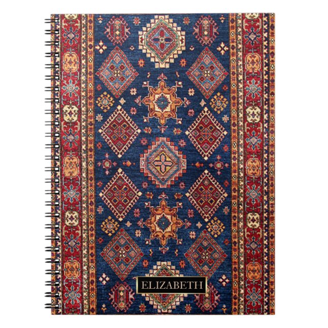 Caderno Espiral Padrão de Rug Turco Oriental, Quadro (Frente)