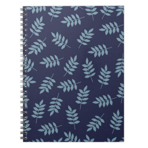 Caderno Espiral Padrão de safra simples. Fundo azul escuro, azul
