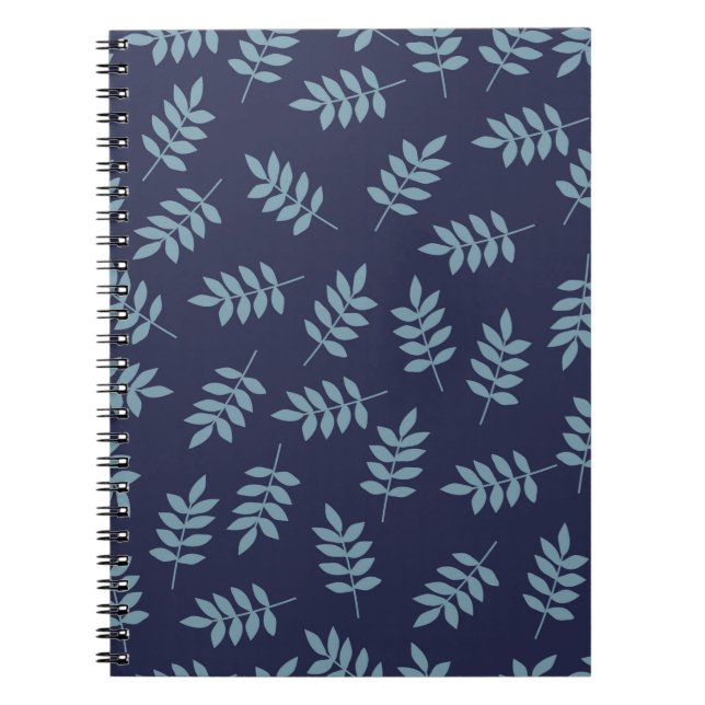 Caderno Espiral Padrão de safra simples. Fundo azul escuro, azul (Frente)