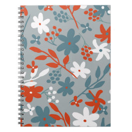 Caderno Espiral Padrão de safra simples. fundo cinza, laranja,