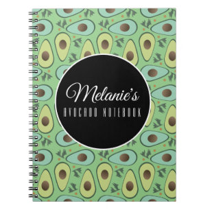Caderno Espiral Padrão de Salada de Abacate e Coentro Divertido