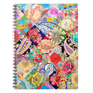Caderno Espiral Padrão de salada. Padrão oriental sem costura ba