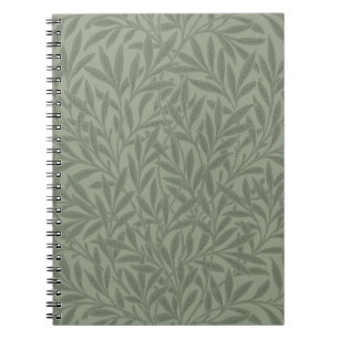 Caderno Espiral Padrão de Salgueiro William Morris Antigo Verde Sa