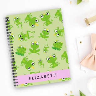 Caderno Espiral Padrão de sapo, Sapos Verdes, Príncipe Sapo, Seu N