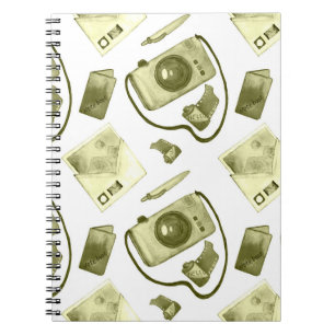 Caderno Espiral Padrão de sépia do hipster sem costura da Vintage