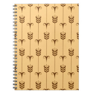 Caderno Espiral Padrão de Seta Boho em Tan e Brown