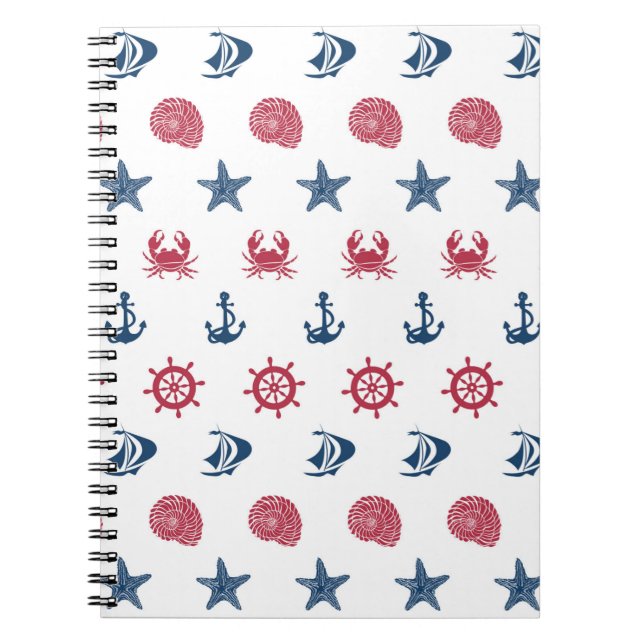 Caderno Espiral Padrão de Símbolos Vermelho Branco E Azul (Frente)