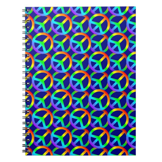 Caderno Espiral Padrão de Sinal de Paz do Arco-Íris (Frente)