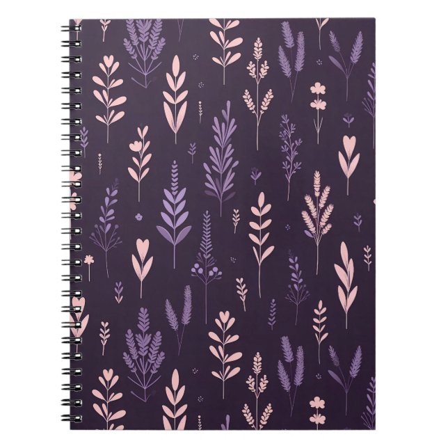Caderno Espiral Padrão de Sonhos de lavanda (Frente)