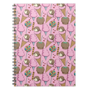 Caderno Espiral Padrão de sorvete Padrão de pirulitos pirulito