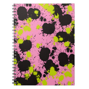 Caderno Espiral Padrão de Splatter de Pintura de abstrato