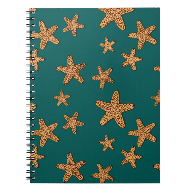 Caderno Espiral Padrão de Starfish Laranja (Frente)