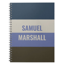 Caderno Espiral Padrão de Stripes Azul e Castanho