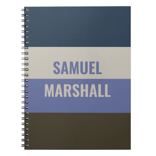 Caderno Espiral Padrão de Stripes Azul e Castanho (Frente)