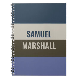 Caderno Espiral Padrão de Stripes Azul e Castanho