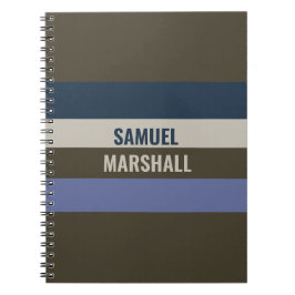 Caderno Espiral Padrão de Stripes Azul e Castanho