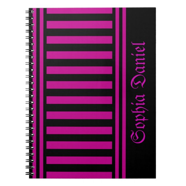 Caderno Espiral Padrão de Stripes Personalizado (Frente)