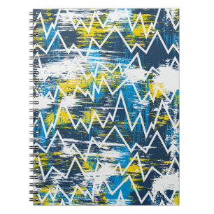 Caderno Espiral Padrão de sucesso étnico. Padrão Zigzag. Senti