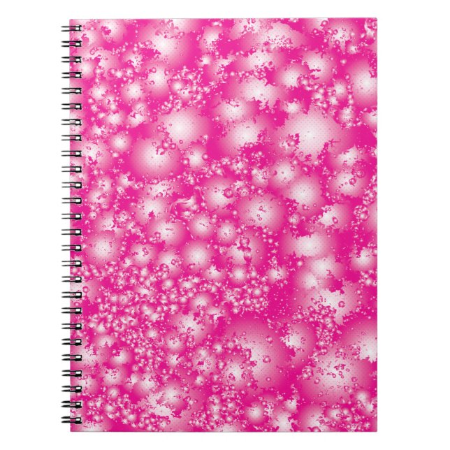 Caderno Espiral Padrão de Super Splash de Tinta Abstrato de Rosa D (Frente)