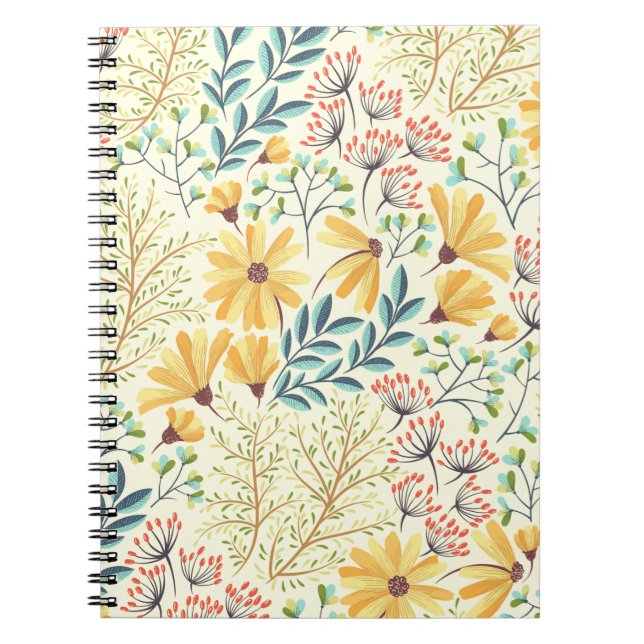 Caderno Espiral Padrão de superfície floral - Papel de parede Abst (Frente)