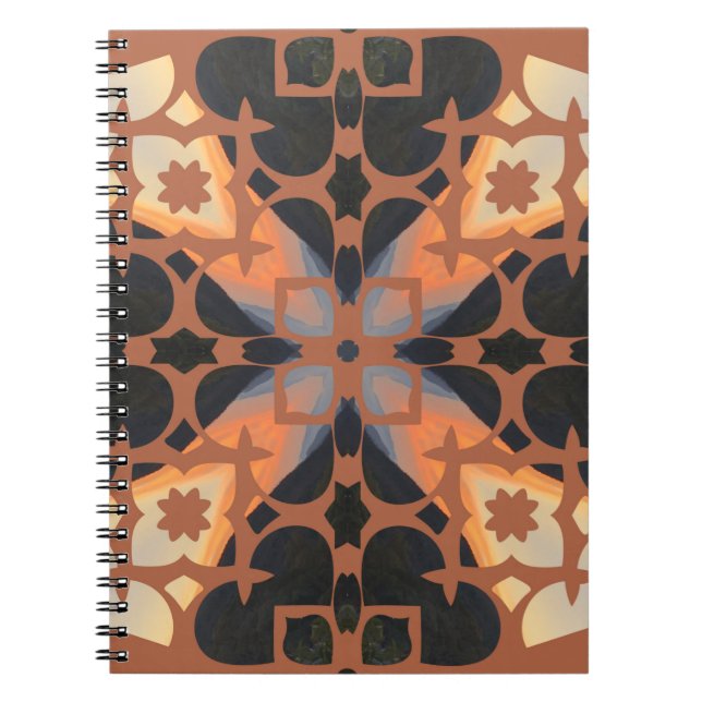 Caderno Espiral Padrão de Tan Retroativo (Frente)