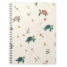 Padrão de Tartaruga Marinha em Aquarela Floral Cos