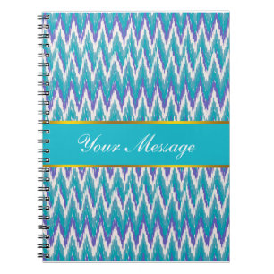Caderno Espiral Padrão de Teal e Ametyst de Kat ZigZag