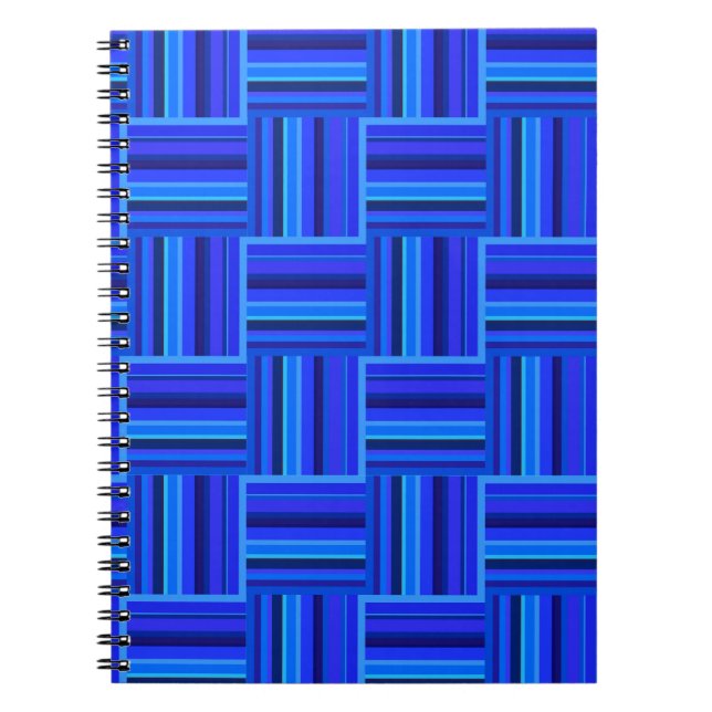 Caderno Espiral Padrão de tecelagem de fitas azuis (Frente)