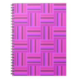 Caderno Espiral Padrão de tecelagem de fitas cor-de-rosa