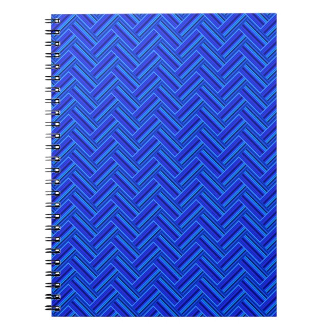 Caderno Espiral Padrão de tecelagem dupla de tiras azuis (Frente)