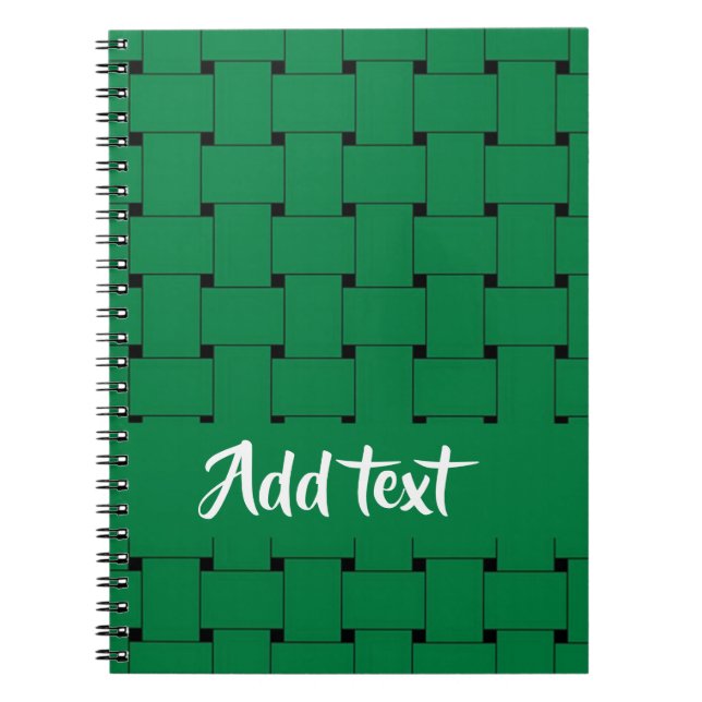 Caderno Espiral Padrão de tecelagem verde que se sobrepõe (Frente)