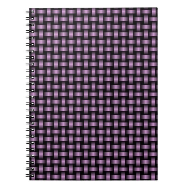 Caderno Espiral Padrão de Tecido Preto Roxo (Frente)