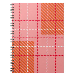 Caderno Espiral Padrão de Tecido verificado pela xadrez em rosa, p