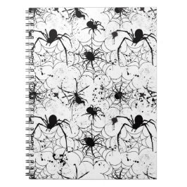 Caderno Espiral Padrão de Teia de Aranha de Halloween