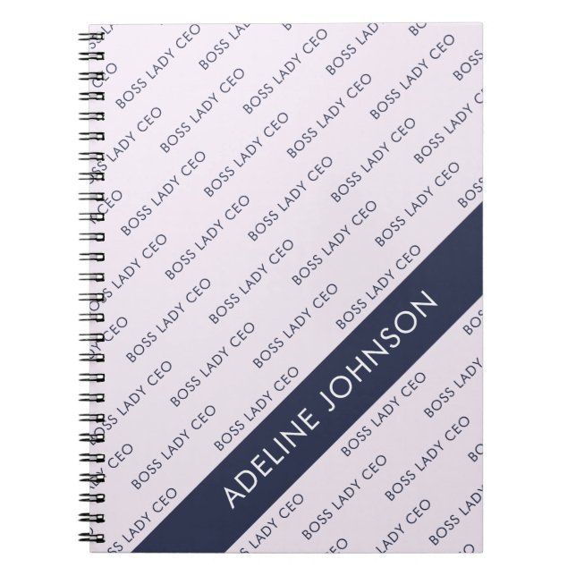 Caderno Espiral Padrão de texto de CEO Mulher Chefe em Mauve Claro (Frente)