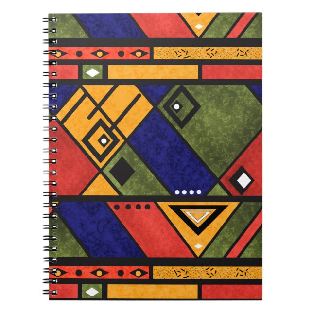 Caderno Espiral Padrão de textura tradicional de etno africano sem (Frente)