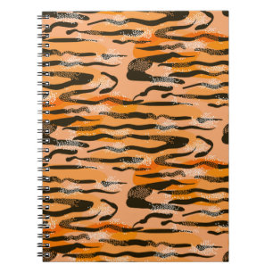 Caderno Espiral Padrão de tigre sem problemas, cor de pêssego