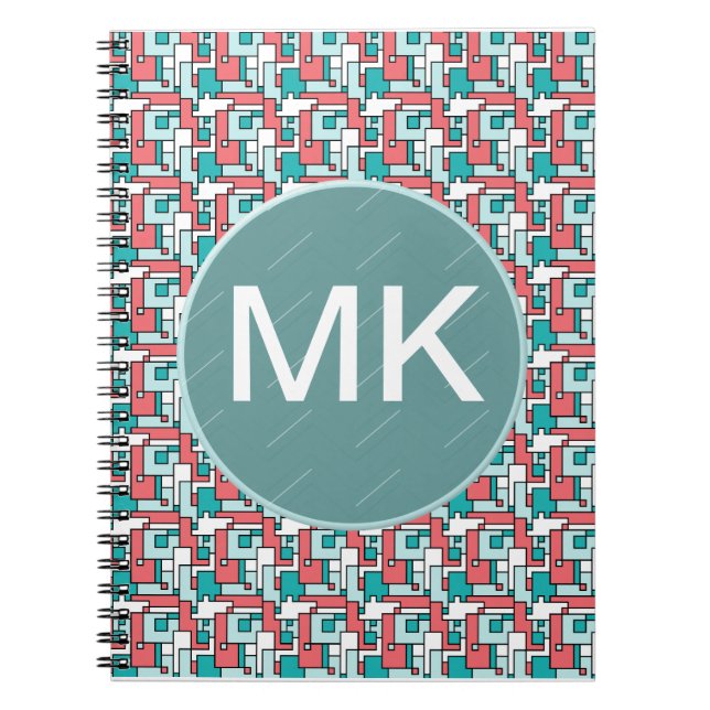 Caderno Espiral Padrão de Tijolo Retroativo (Frente)