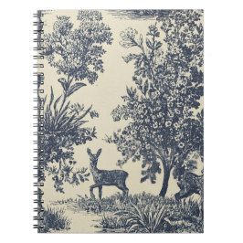 Caderno Espiral Padrão de Toile de Veado Floresta Cenário Botânico