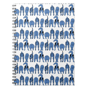 Caderno Espiral Padrão de Traseiros de Cachorro Azul