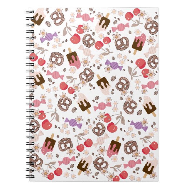 Caderno Espiral Padrão de tratamentos doces e salgados (Frente)