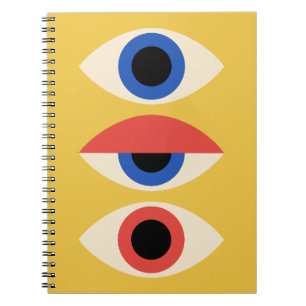 Caderno Espiral padrão de três olhos místicos Bauhaus