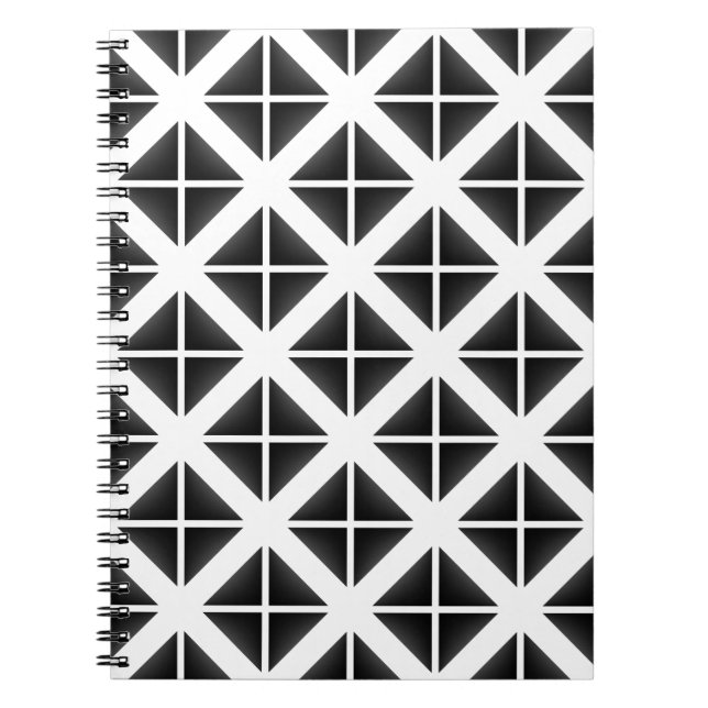 Caderno Espiral Padrão de Triângulo de Tendência Preta (Frente)