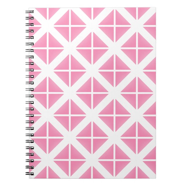 Caderno Espiral Padrão de Triângulo de Tendência Rosa (Frente)